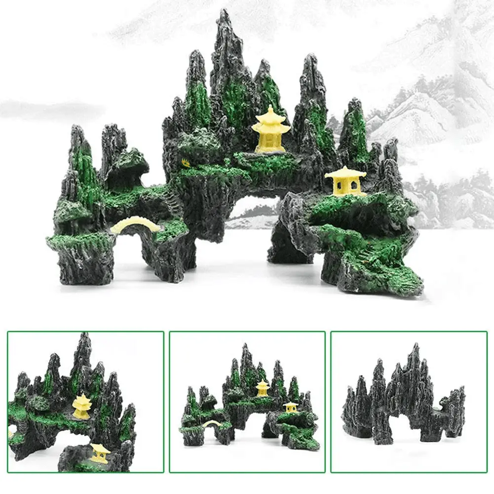 Mountain View Decor Rockery Landscape Rock Hiding Cave Tree Aquarium Ornament Fish Tank Decoration - Image 4