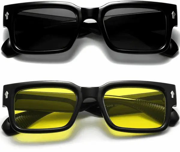 Square Frame Sunglasses for Women Men Trendy Chunky Rectangle Sun Glasses Black Shades UV400 Protection - Image 2