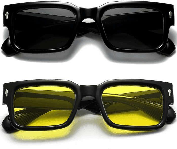 Square Frame Sunglasses for Women Men Trendy Chunky Rectangle Sun Glasses Black Shades UV400 Protection - Image 2