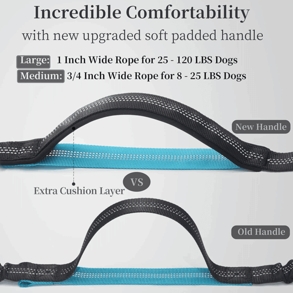 Hands Free Dog Leash with Zipper Pouch, Dual Padded Handles and Durable Bungee for Walking, Jogging and Running Your Dog (Large, 25-120 Lbs, Black) - Image 3