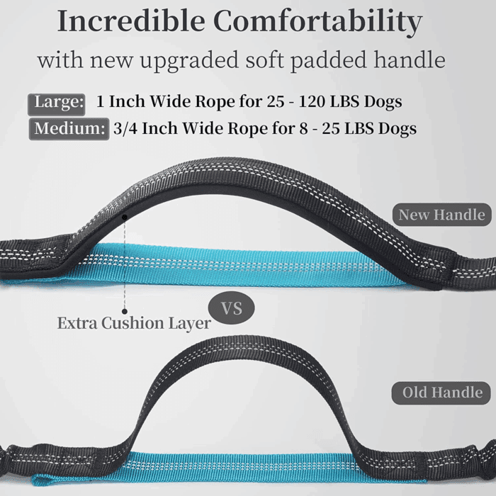 Hands Free Dog Leash with Zipper Pouch, Dual Padded Handles and Durable Bungee for Walking, Jogging and Running Your Dog (Large, 25-120 Lbs, Black) - Image 3