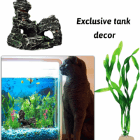 Fish Tank Accessories Aquarium Decorations Plants, 9Pcs Green Fish Tank Decorations Plants and Cave Rock Decoration Decor Set, Aquarium Decor Plastic Plants - Image 5