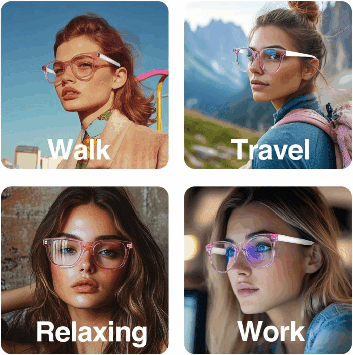 Bluetooth Anti-Blue Light Glasses, Smart Bluetooth Glasses for Women,Voice Control,Open Ear Style, Listen Music and Calls (Lear Lens with Pink Frame1) - Image 7