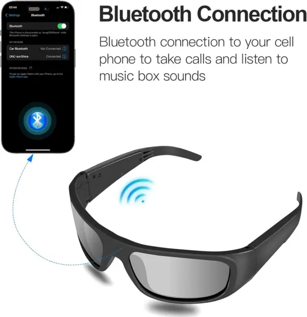 Oho Smart Glasses,Polarized Sunglasses with Bluetooth Speaker,Athletic/Outdoor UV Protection and Voice Control,Unisex(Grey Lens) - Image 2