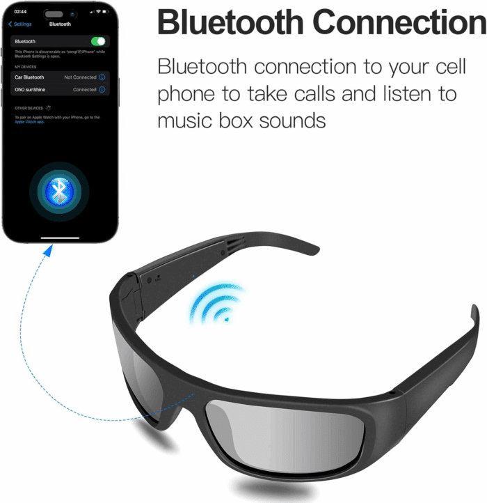 Oho Smart Glasses,Polarized Sunglasses with Bluetooth Speaker,Athletic/Outdoor UV Protection and Voice Control,Unisex(Grey Lens) - Image 2