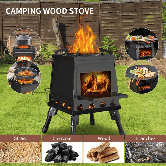 Outdoor Wood Burning Stove, Portable Camping Wood Stove for Backpacking Outdoor Cooking, Easy to Carry and Assembly - Image 5