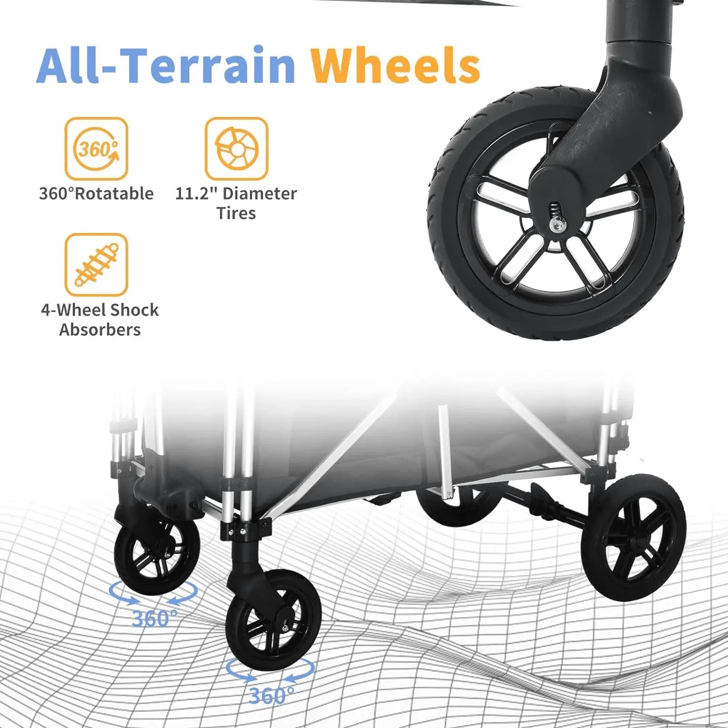 Stroller Wagon for 2 Kids, All-In-One Foldable Wagon Stroller, Black, 1 Count - Image 5