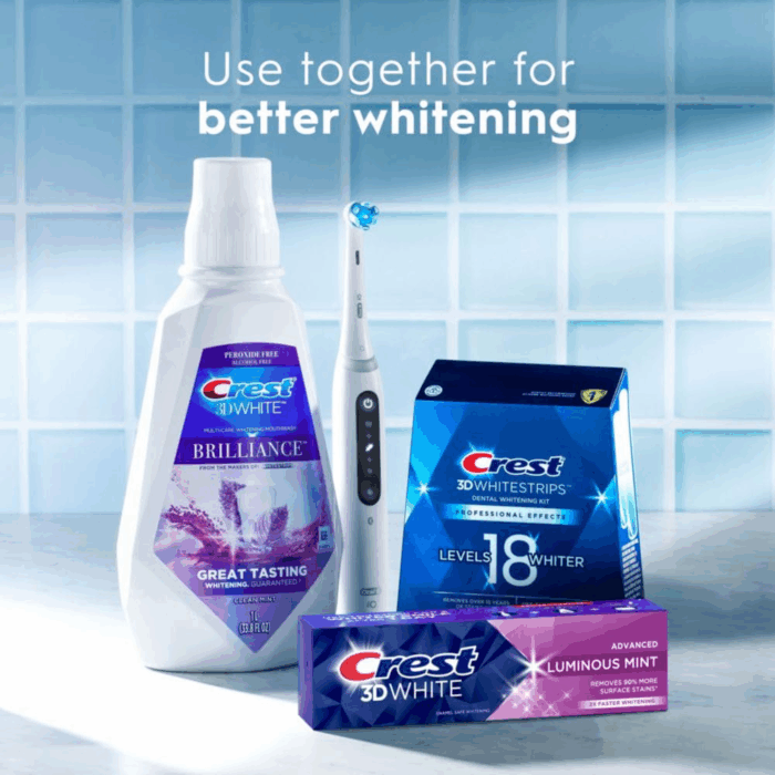 3D White Advanced Luminous Mint Teeth Whitening Toothpaste,  Toothpaste, 3.7 Oz Pack of 4 - Helps Remove Surface Stains, Whitens Teeth, Strengthens Tooth Enamel, Protects against Cavities - Image 7