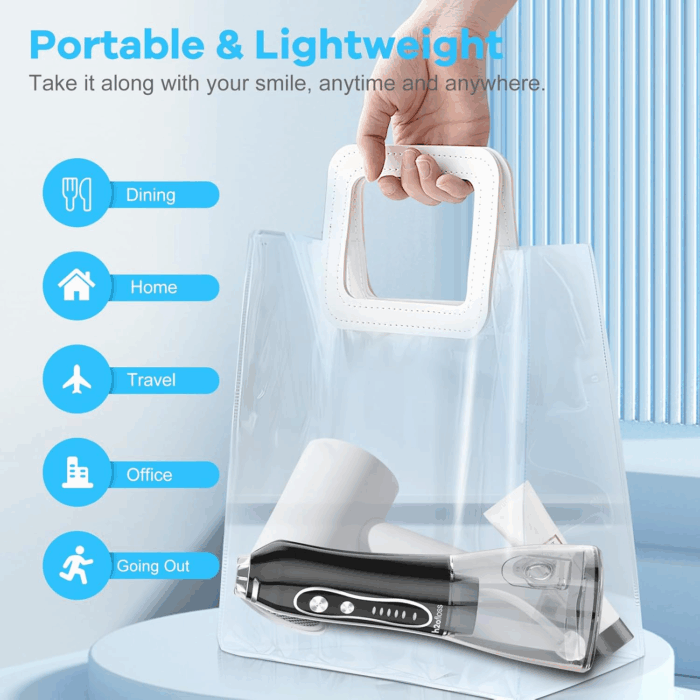 Water Dental Flosser Teeth Pick -Portable Oral Irrigator with 5 Modes, Rechargeable IPX7 Waterproof Orthodontic Teeth Cleaner Pick Cordless for Home Travel-300Ml Water Tank - Image 7