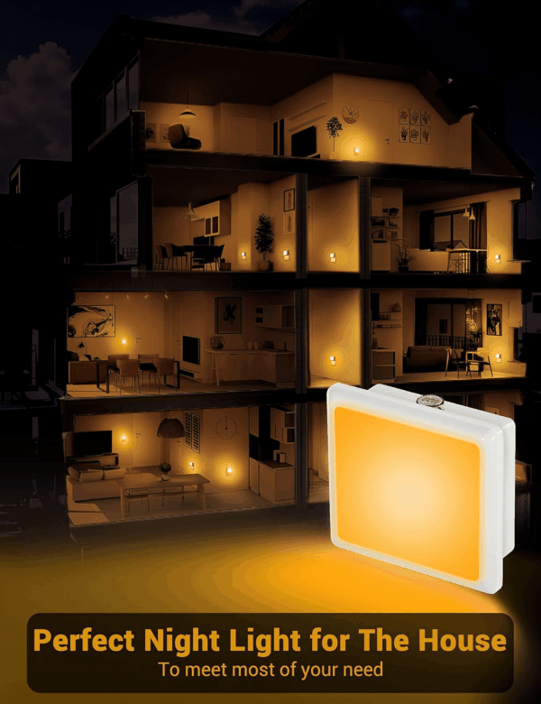 Amber Night Light[2 Pack], Night Lights Plug into Wall, LED Plug in Nightlight with Dusk-To-Dawn Sensor, 0.3W Dim Night Light for Sleep, Bedroom, Bathroom, Hallway, Non-Dimmable - Image 7