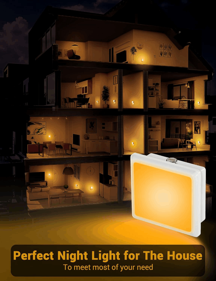 Amber Night Light[2 Pack], Night Lights Plug into Wall, LED Plug in Nightlight with Dusk-To-Dawn Sensor, 0.3W Dim Night Light for Sleep, Bedroom, Bathroom, Hallway, Non-Dimmable - Image 7