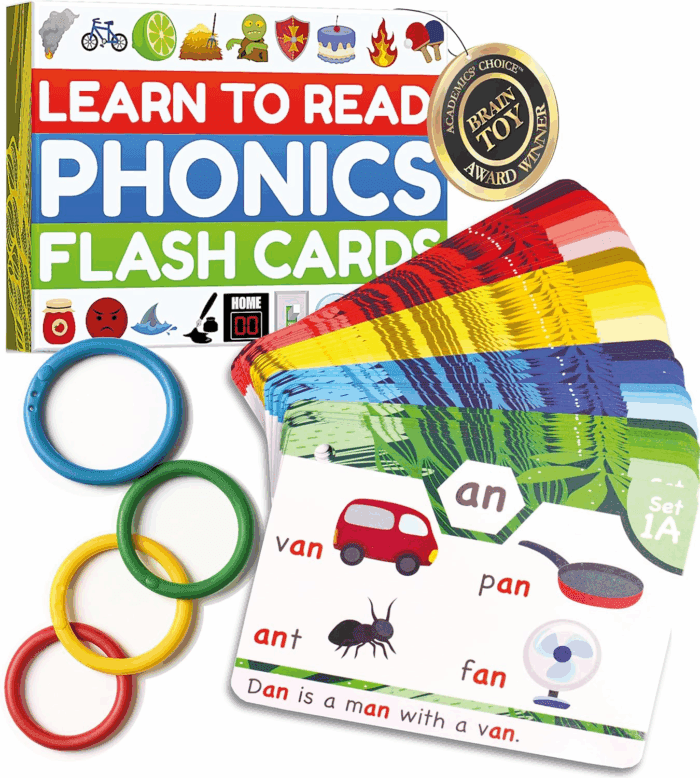 Phonics Flash Cards - Learn to Read in 20 Stages - Digraphs CVC Blends Long Vowel Sounds - Games for Kids Ages 4-8 Kindergarten First Second Grade Homeschool Educational Study Activity