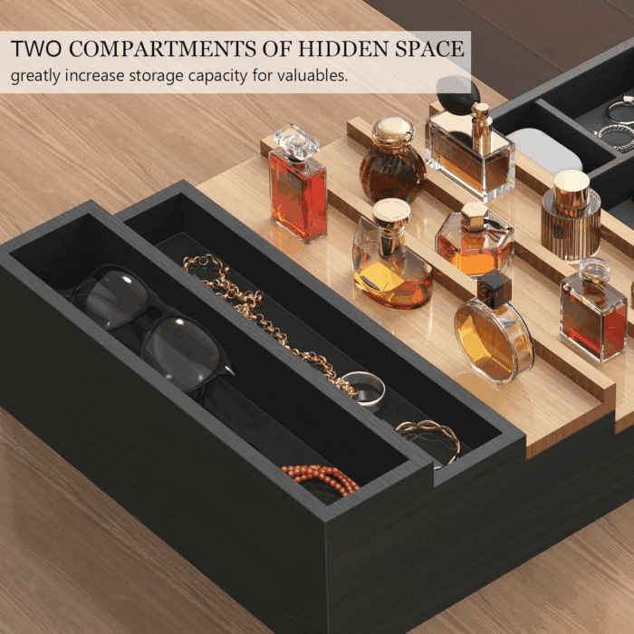 Zalida Wooden Cologne Organizer for Men 5 Tier of Perfume Display Holder of Drawer & 2 Hidden Compartments Larger Storage Space Mens Perfume Organizer Shelf Stand,Gift for Man (5T-Black Walnut) - Image 2