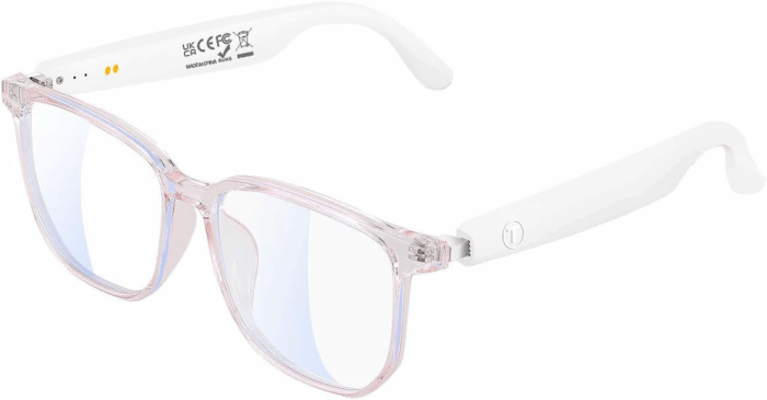Bluetooth Anti-Blue Light Glasses, Smart Bluetooth Glasses for Women,Voice Control,Open Ear Style, Listen Music and Calls (Lear Lens with Pink Frame1)