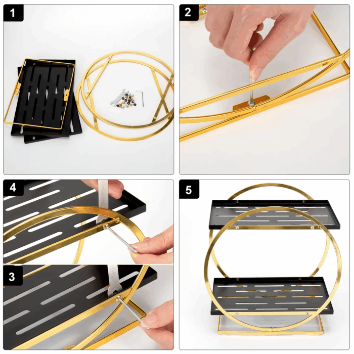 2 Tier Anti-Slip & Anti-Sway Perfume Organizer for Dresser, Solid Carbon Steel Perfume Stand with Silicone Anti-Slip Strips, Multifunction Perfume Display for Lotion, Cosmetic, Skincare, Gold - Image 4