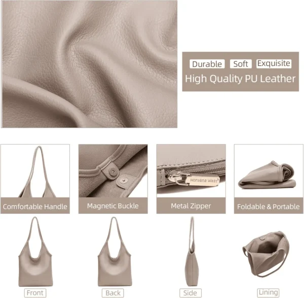 Slouchy Hobo Bags for Women Soft Designer Shoulder Purses Ladies Top Handle Handbag - Image 2