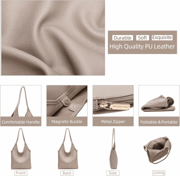 Slouchy Hobo Bags for Women Soft Designer Shoulder Purses Ladies Top Handle Handbag - Image 2