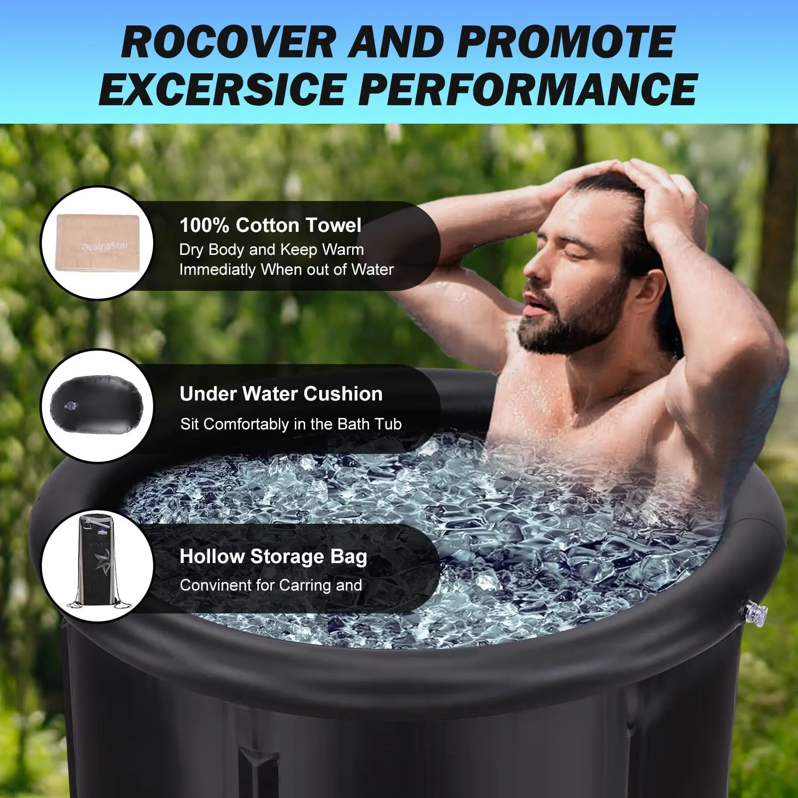 Portable Ice Bath Tub, 88 Gal Cold Plunge for Athletes - Durable Inflatable Design, Indoor/Outdoor Use - Image 3