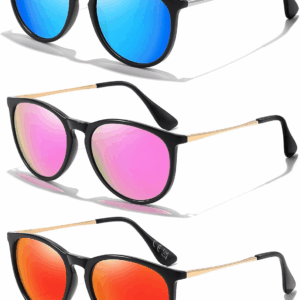 Sunglasses Womens Men Polarized UV Protection Trendy Vintage Retro round Mirrored Lens Sunglasses for Women