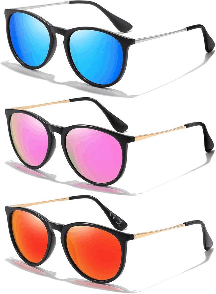 Sunglasses Womens Men Polarized UV Protection Trendy Vintage Retro round Mirrored Lens Sunglasses for Women