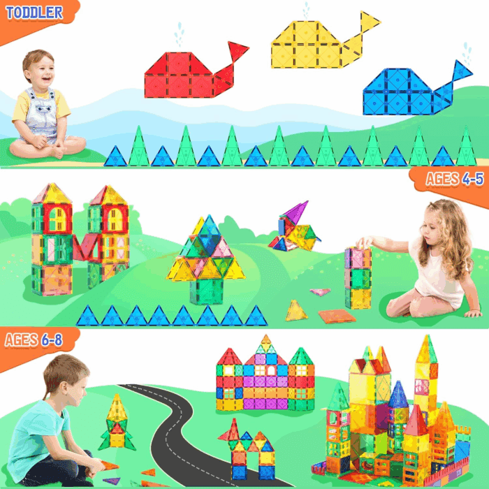 Magnetic Tiles Toddler Toys Magnetic Building Blocks for Kids Ages 3-12 STEM Educational Toys for Girls & Boys Sensory Play for Preschool Learning - Image 4