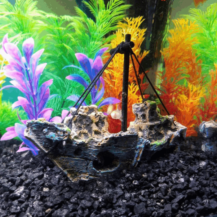 a Sunken Ship Decoration Aquarium Accessories Aquarium Fish Tank Landscape Pirate Ship Wreck Ship Decor Resin Boat Ornament - Image 5