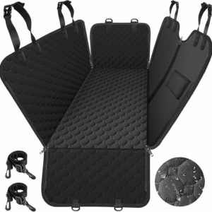 Dog Car Seat Cover for Back Seat, Waterproof Car Seat Protector for Dogs with Side Flaps, Scratchproof Dog Hammock with Nonslip Bottom for Suvs, Standard(54" Wx55 L) All Black