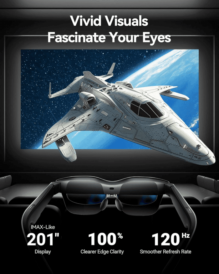 Air 2S AR/XR Glasses - 4 Speakers, 201" 120Hz 5000 Nits FHD OLED Display, AR XR Video Gaming Glasses, Smart Glasses for Iphone 16,15/Android/Mac/Switch/Ps5/Steamdeck, Gift Ideas - 2024 New - Image 2