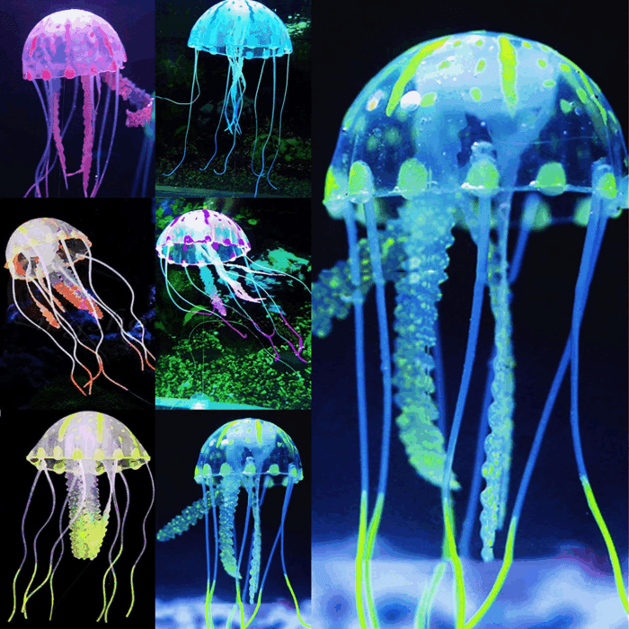 6 Pcs Glowing Jellyfish Ornament Decoration for Aquarium Fish Tank