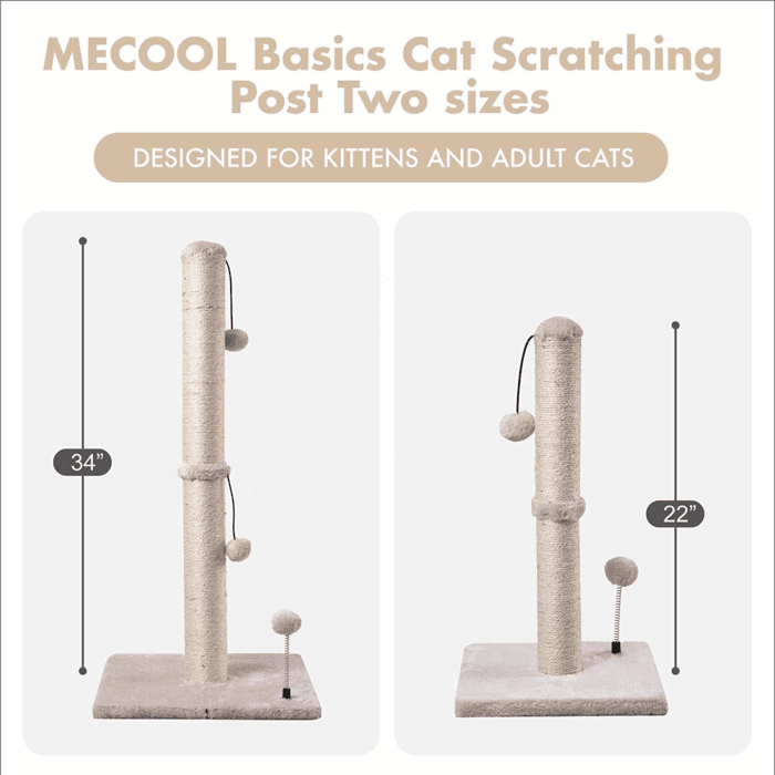 Cat Scratching Post Premium Basics Kitten Scratcher Sisal Scratch Posts with Hanging Ball 22In for Kittens or Smaller Cats (22 Inches for Kitten, Beige) - Image 6