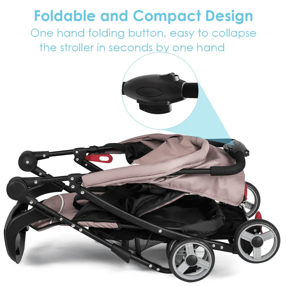 Foldable Lightweight Baby Stroller Travel Pushchair 0-36 Months Age Group 13 Lbs Coffee - Image 6