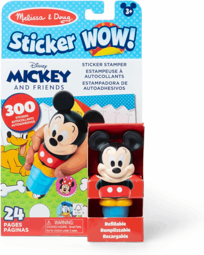 Sticker Wow!™ 24-Page Activity Pad and Sticker Stamper, 300 Stickers, Arts and Crafts Fidget Toy Collectible Character – Disney Mickey Mouse