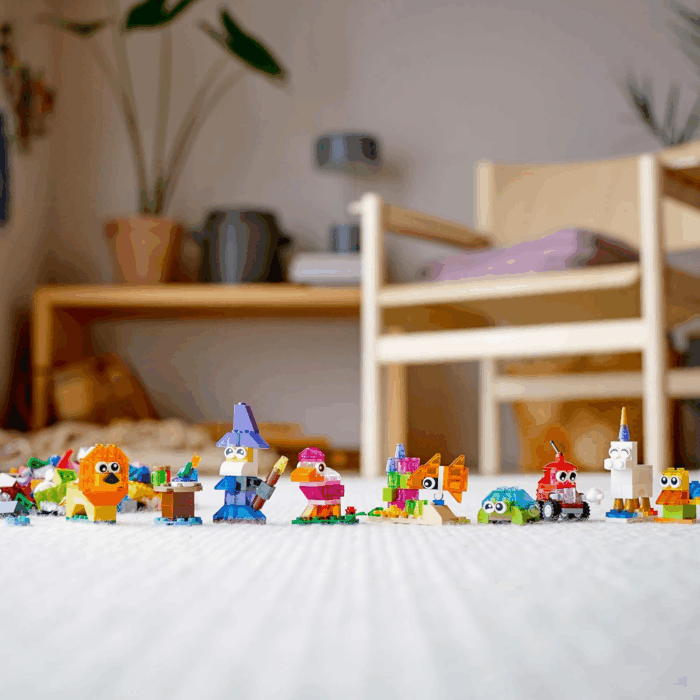 Classic Creative Transparent Bricks Building Set 11013 for Girls and Boys, STEM Toy and Preschool Hands-On Learning Toy, Includes Wizard, Unicorn, Lion, Bird, and Turtle - Image 7