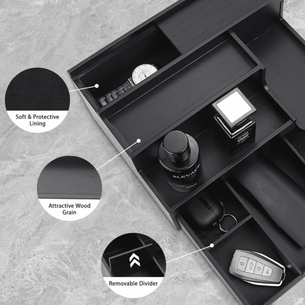 Cologne Organizer for Men, 3 Tier Perfume Stand Holder with Drawer and Hidden Compartment, Cologne Display Shelf for Dresser, Great Gift for Man/Father, Black - Image 4