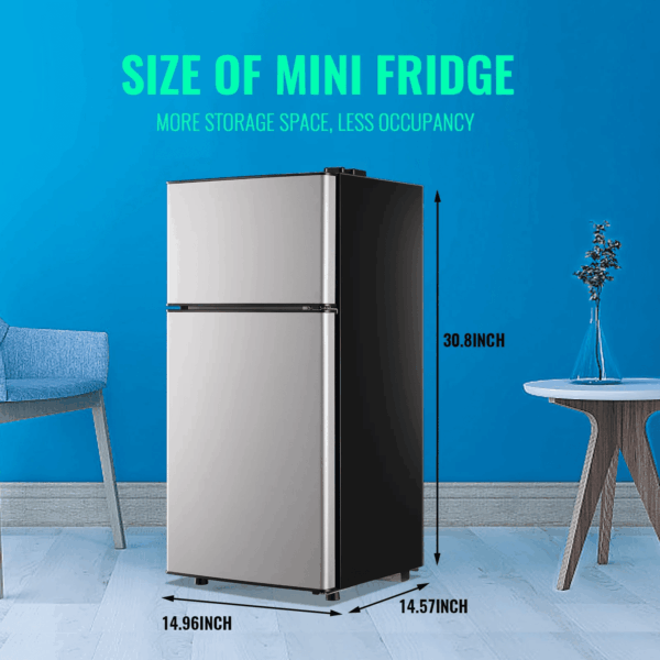 2.4 Cu.Ft Mini Fridge with Freezer, Apartment Size Refrigerator, Silver, New - Image 4