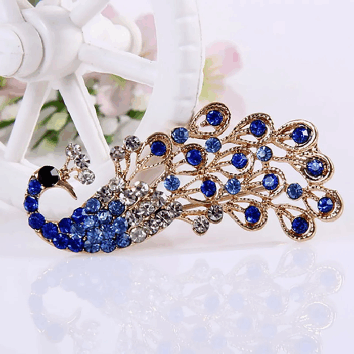 Brooch Pin Shiny Lovely Women Fashion Peacock Shape Collar Pin for Wedding