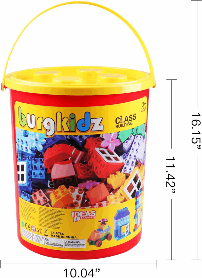 Big Building Block Set - 214 Pieces Toddler Educational Toy Classic Large Size Building Block Bricks - 13 Fun Shapes and Storage Bucket - Compatible with All Major Bulk Bricks Set - Image 7