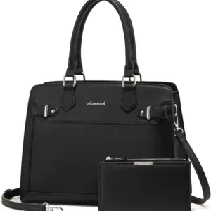 Purses and Handbags for Women, Tote Shoulder Bag Satchel Black Purse and PU Leather Top Handle for Ladies
