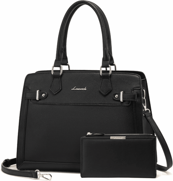 Purses and Handbags for Women, Tote Shoulder Bag Satchel Black Purse and PU Leather Top Handle for Ladies