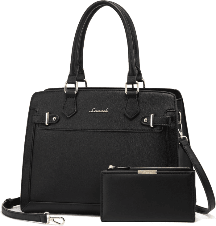 Purses and Handbags for Women, Tote Shoulder Bag Satchel Black Purse and PU Leather Top Handle for Ladies