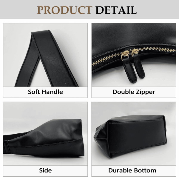 Leather Hobo Bags for Women Small Soft Shoulder Purse Slouchy Tote Handbags with Double Zipper Design 2025 - Image 2