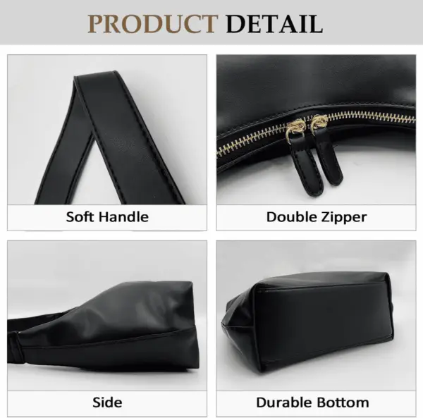 Leather Hobo Bags for Women Small Soft Shoulder Purse Slouchy Tote Handbags with Double Zipper Design 2025 - Image 2