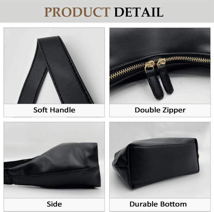 Leather Hobo Bags for Women Small Soft Shoulder Purse Slouchy Tote Handbags with Double Zipper Design 2025 - Image 2