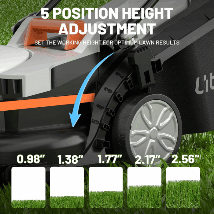 Cordless Lawn Mower 13 Inch, U20 Handy+ 20V Electric Lawn Mowers for Garden, Yard and Farm, 5 Heights Adjustment, Light Weight,4.0Ah Portable Battery Included - Image 4