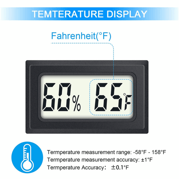Reptile Thermometer 4-Pack Mini Digital Humidity Temperature Meters Gauge Indoor Hygrometer Thermometer  Wiht ℉ for Humidors Greenhouse Garden Cellar Closet Guitar Case - Image 5
