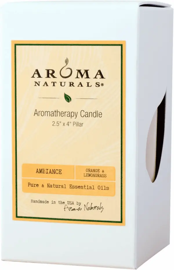 Essential Oil Orange and Lemongrass Scented Pillar Candle, Ambiance, 2.5 Inch X 4 Inch, Yellow - Image 4