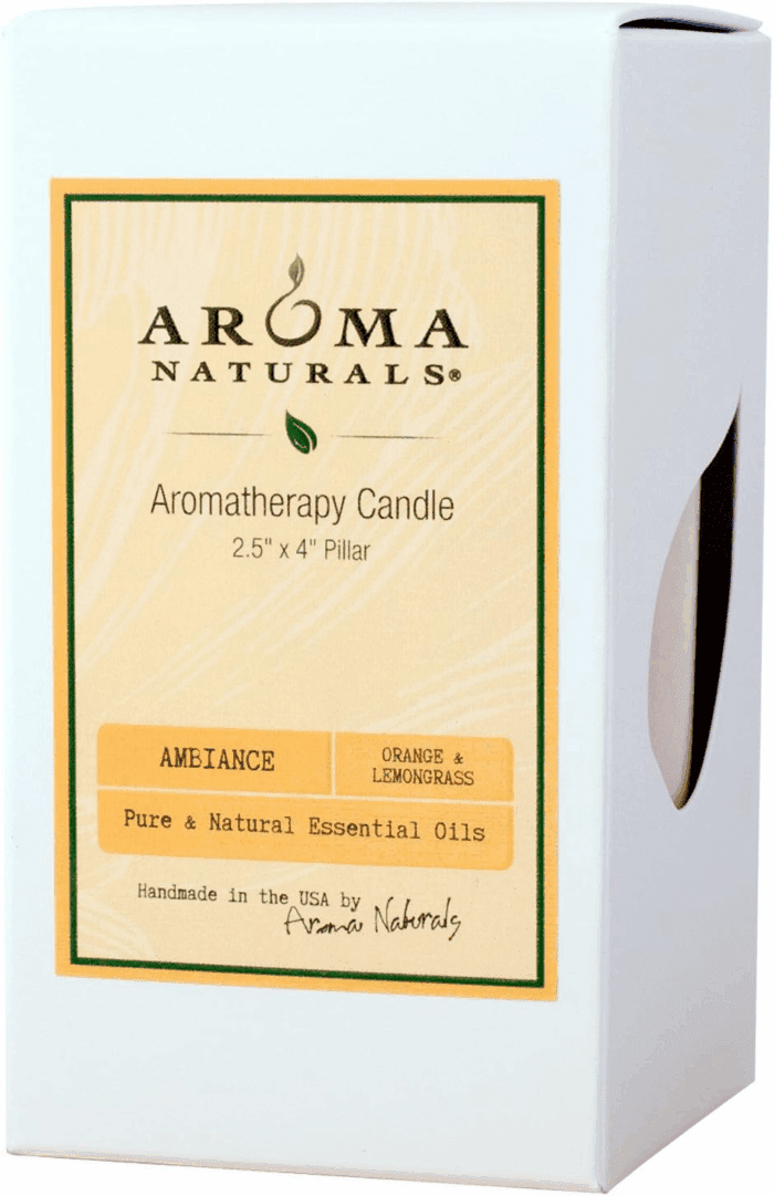 Essential Oil Orange and Lemongrass Scented Pillar Candle, Ambiance, 2.5 Inch X 4 Inch, Yellow - Image 4