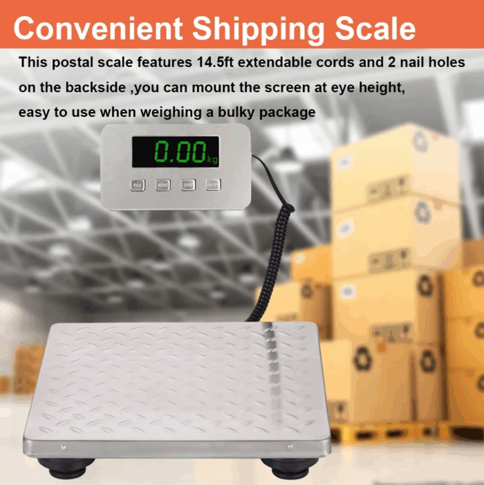 440Lbs X 0.1 Oz Digital Shipping Postal Scale Stainless Steel Large Platform Industrial Post Office Bathroom Pet Scale Heavy Duty with Rechargerable Battery - Image 7