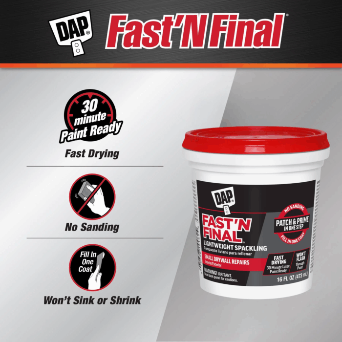 Fast N Final 16 Oz White Lightweight Spackling - Image 4