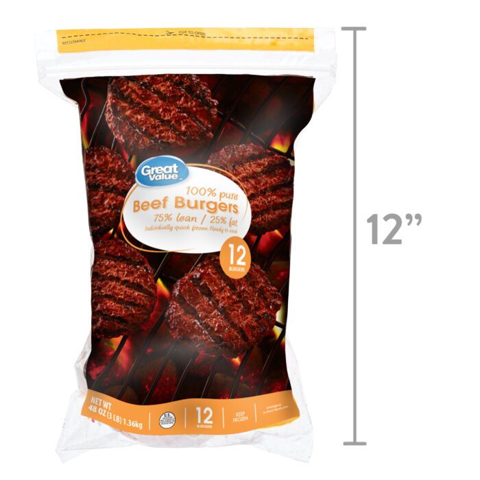 100% Pure Beef Burgers, 75% Lean/25% Fat, 3 Lbs, 12 Count (Frozen) - Image 7